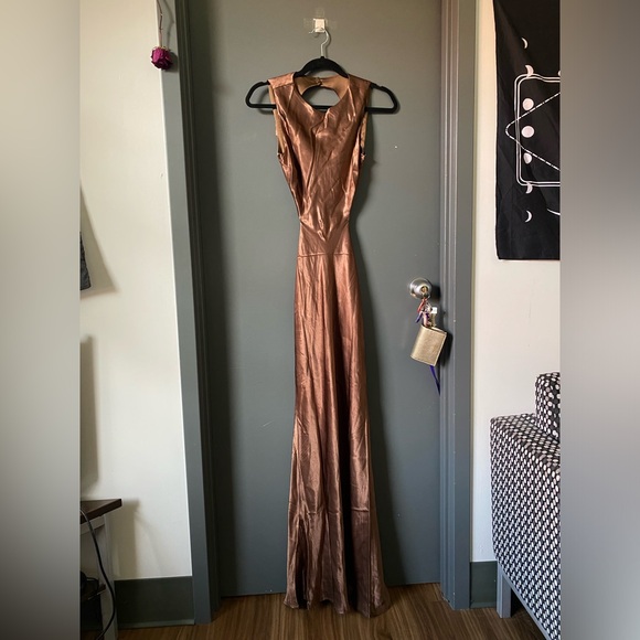 Meshki Maxi Satin Dress US XS - Picture 3 of 6